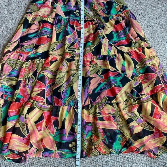 Fashion Bug Boho Floral Spring Summer Lightweight Flare Maxi Skirt Women Size L - Picture 3 of 6